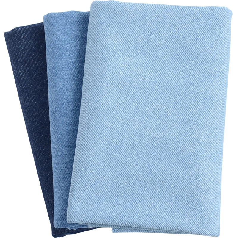 145X50cm Thickness Sand Wash Blue Washed Denim Star Dots Fabric Cotton Pants Clothes  Sewing Cloth
