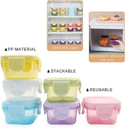 4PcsLeakproof Lids, Condiment Sauce Containers, Mini Freezer Storage Containers Airtight Containers, Microwave Safe