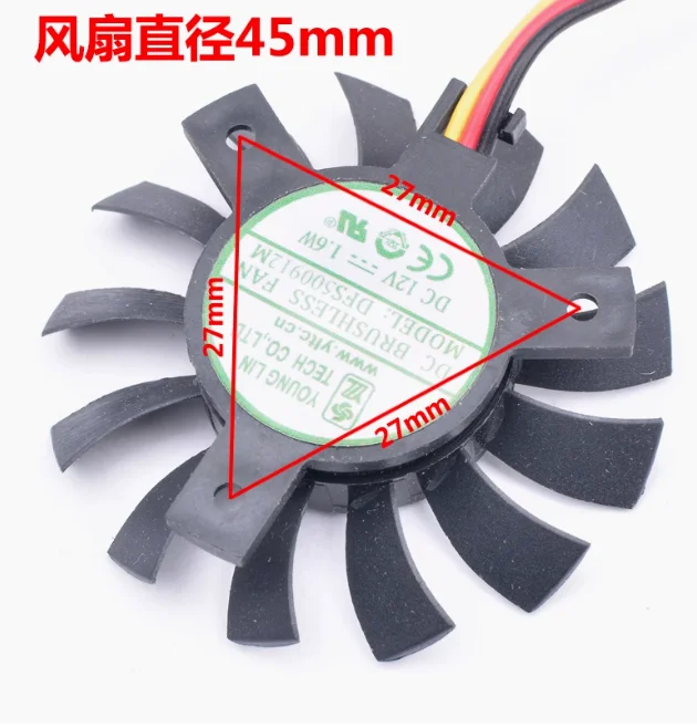 DFS500912M 27x27x27mm DC12V 1.6W 45mm router industrial control TV heat sink dedicated graphics card cooling fan