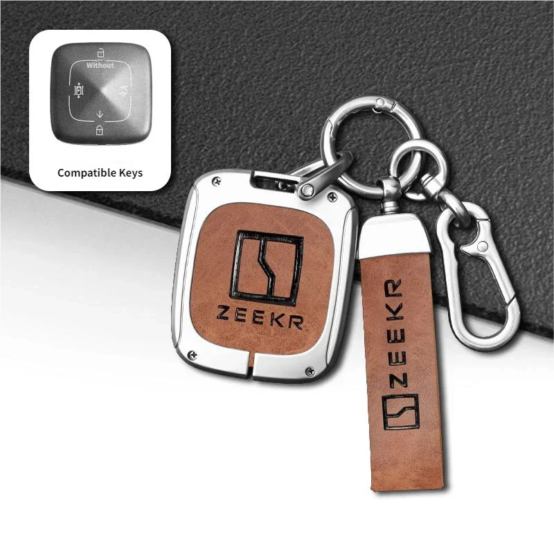 NEW Zinc Alloy Leather Car Remote Key Cover for Extremely Krypton 001 007 009 ZEEKR X NFC Truck Key Keychain Accessories