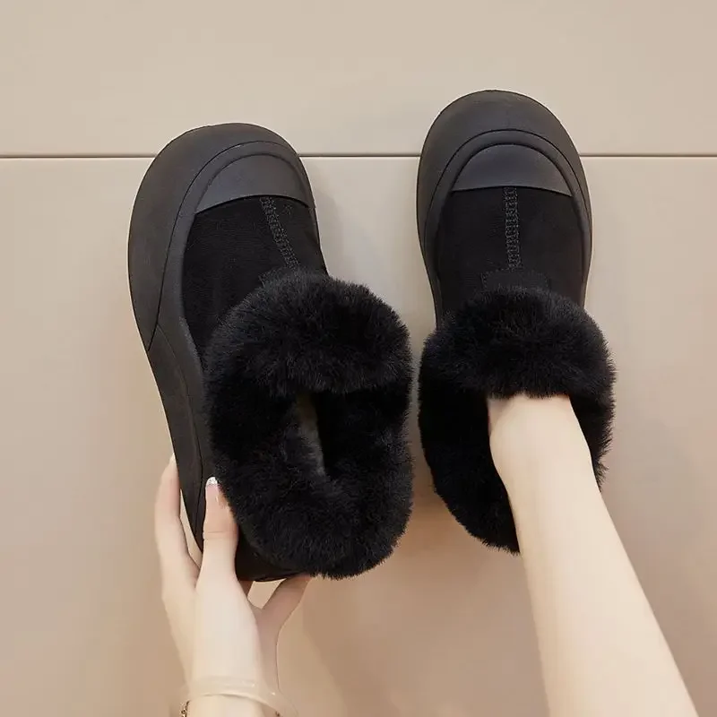Suede Ladies Shoes Round Toe Ankle Cute Kawaii Women's Snow Boots Booties Elegant with Medium Heels Anti Slip No Slipery Fashion image 3