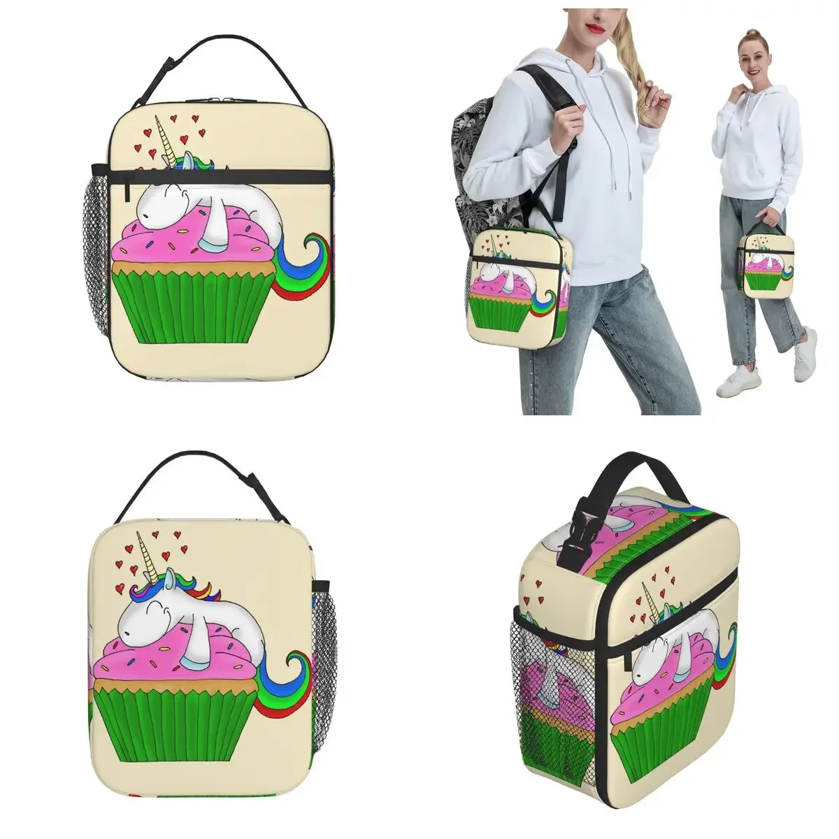 Rainbows Unicorn Cupcake Thermal Insulated Lunch Bags for School Portable Food Container Bags Cooler Thermal Food Box