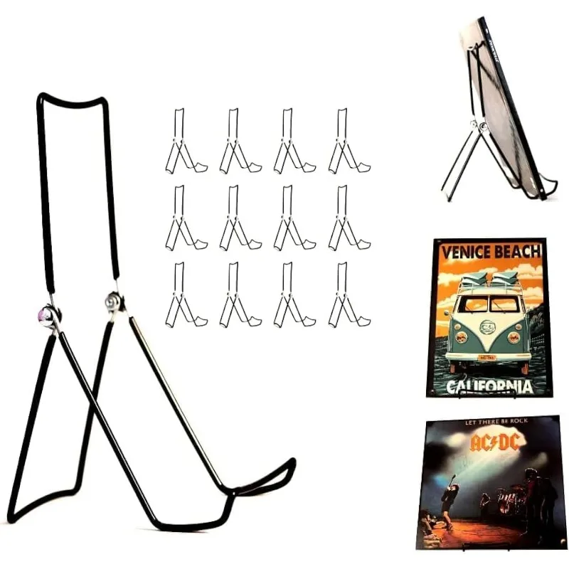 

Made in USA 12-Pack Sturdy & Durable Adjustable Metal Easels to Display Books, Frames, Comics, Plates & More - Unique on