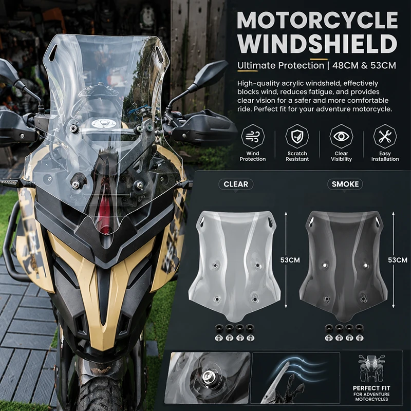 Fit For VOGE DS625X DS525X 625DSX DSX625 525 Windshield Modification Heightened And Widened Motorcycle Windscreen Deflector