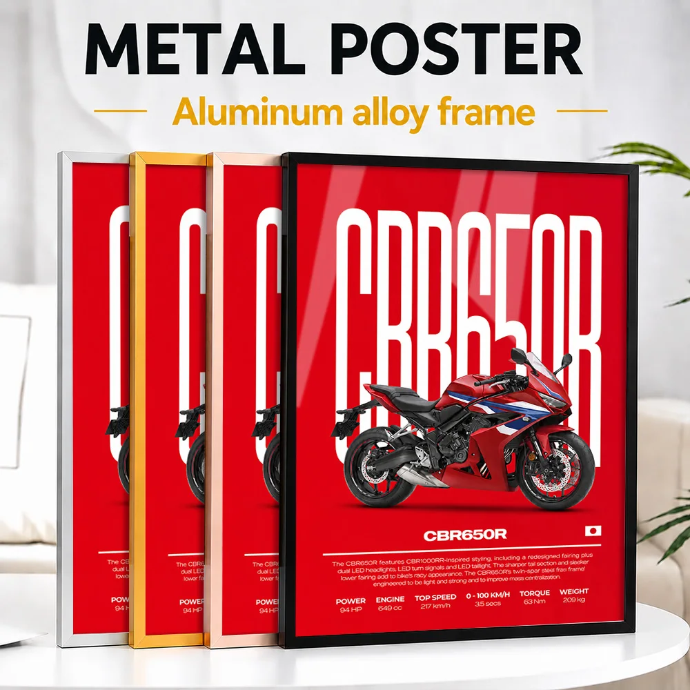 Japan CBR650R Motorcycle Framed Metal Poster Personalized Photo Adventure Touring Style Wall Art For Garage Memorable Fan Gift