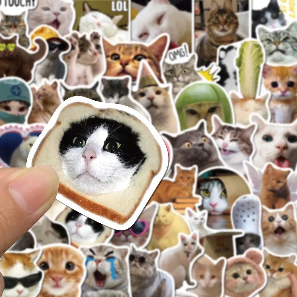 50/60/70/90/100PCS Cute Cat Stickers Funny Decals Classic DIY Toy Waterproof for Suitcase Fridge Skateboard Notebook Guitar Gift