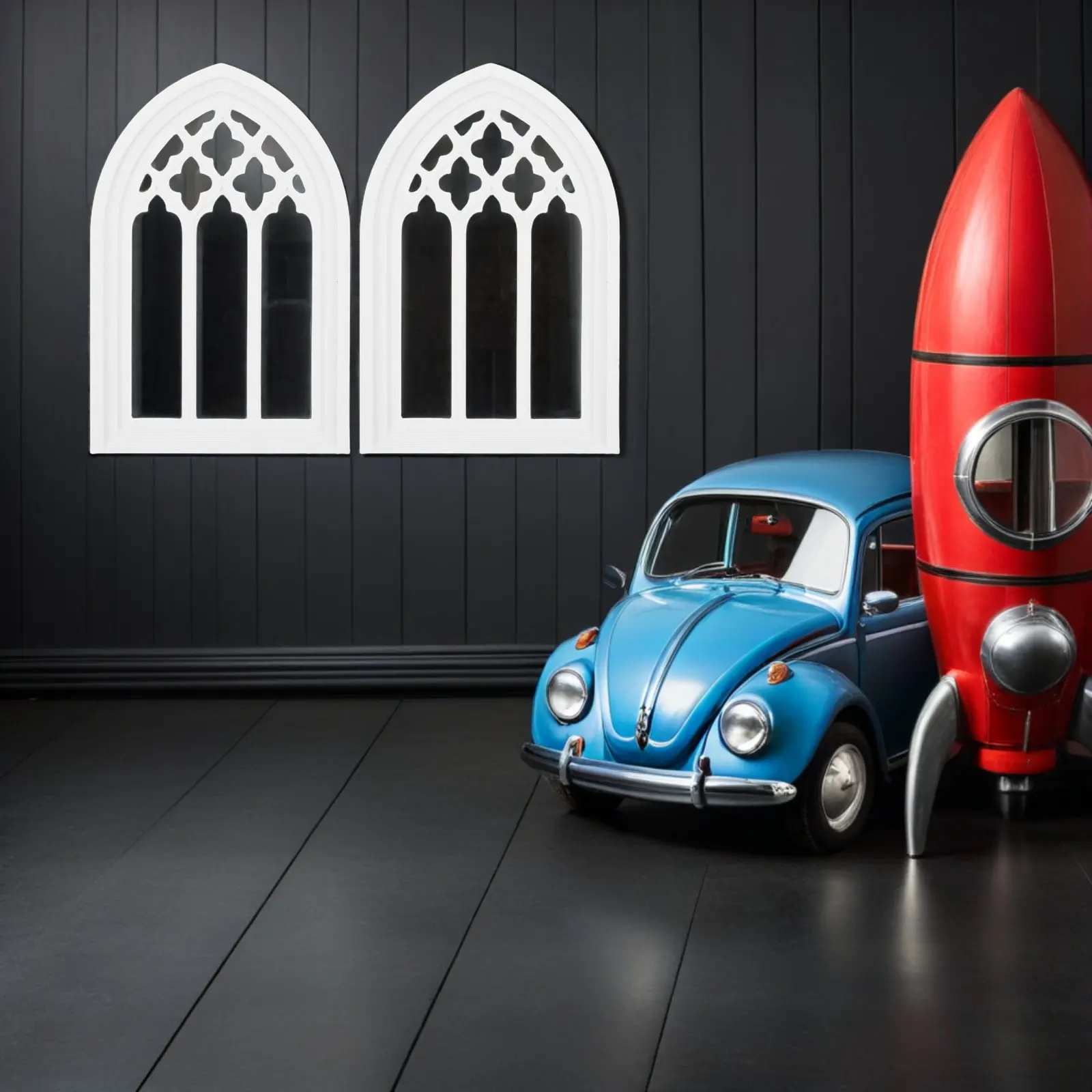 

2pcs Miniature House Window European Style For Dollhouse Decor Durable Plastic Miniature Furniture Toy, Diy Playhouse Window