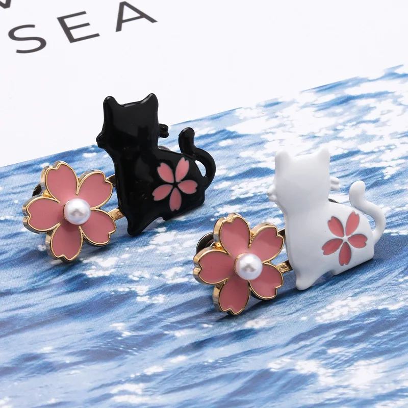 1 Pair No Sewing Adjustable Waist Clips Sakura Cat Trousers Waist Buckles for Jeans Pants Skirts Fit Reduce Waist Snap Button