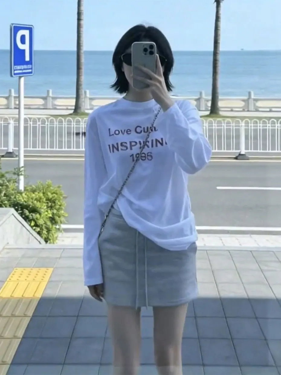 

Loose Long Sleeve T-Shirt Set Women's Spring Early Season Casual Loose Feeling Sun Protection Top And Bottoms Fashion Set