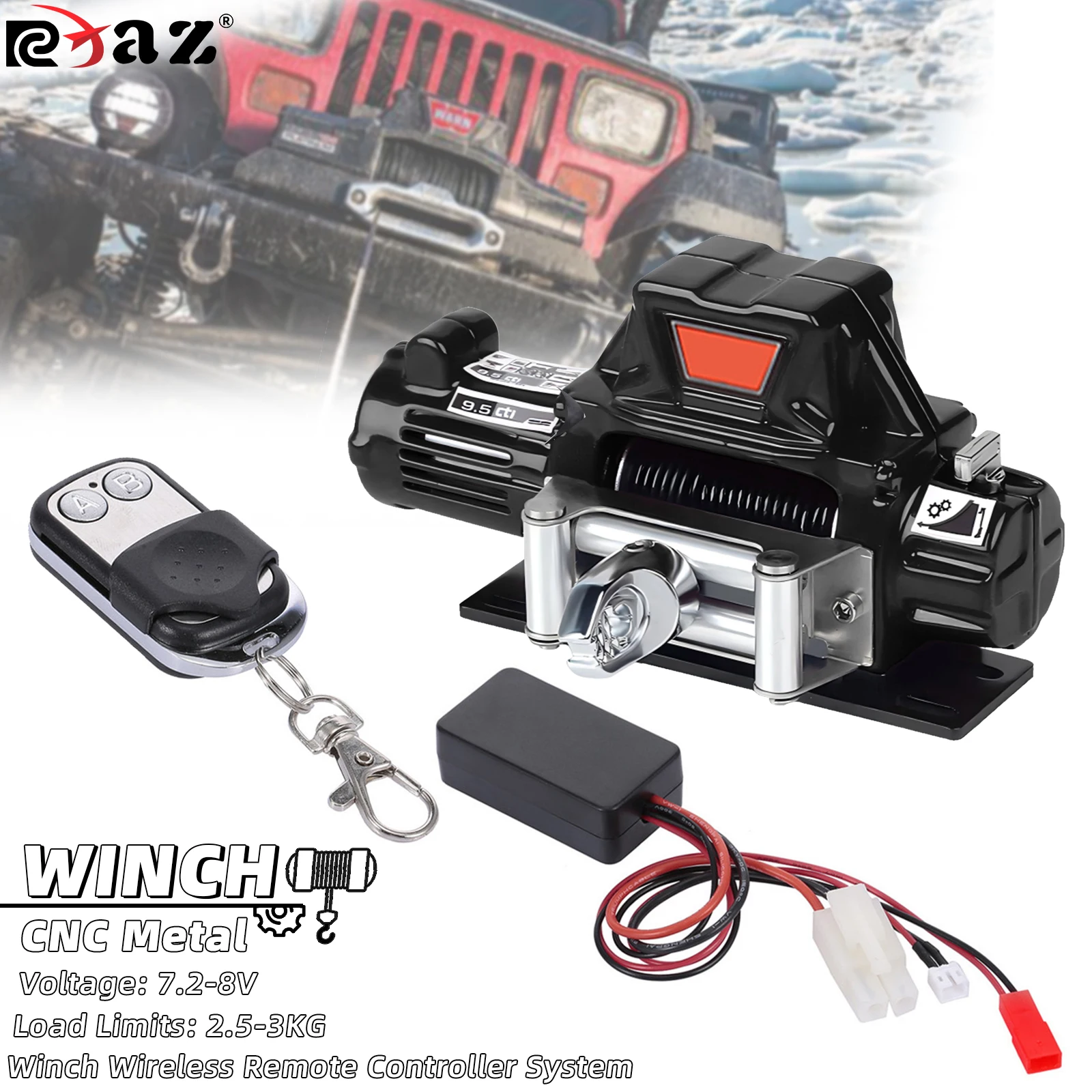 RC Metallwinde Fernbedienung Simulation Zugspielzeug Modellwinde für 1/10 RC Crawler Auto Axial SCX10 90046 TRX4 Redcat Dekorativ P – Detail 7