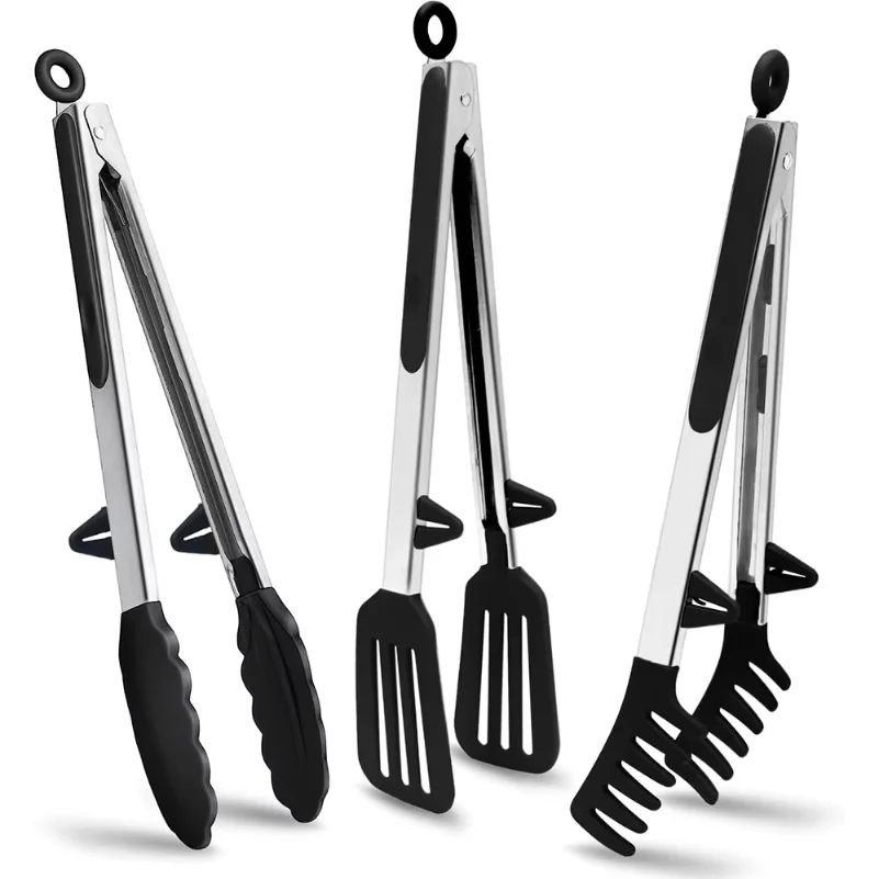 

LMETJMA Kitchen Tongs Silicone Food Tongs Non Stick Cooking Serving Tongs For BBQ Salad Steak Pasta Spaghetti Noodles JT302