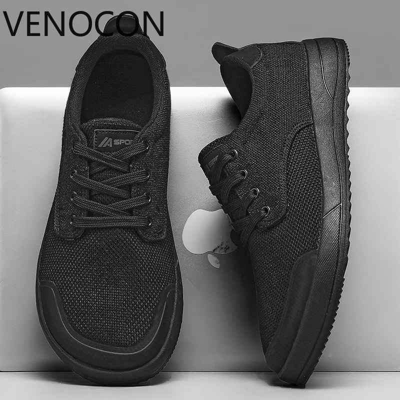 VENOCON Barefoot Mens Wide Ball Fit Toe Box Nose Light Minimalist Knitwear Upper Casual Sneakers Shoes Footwear For Man Woman