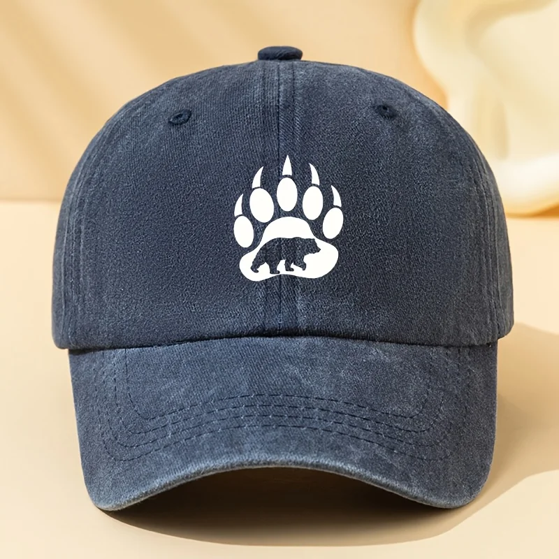 Bear paw printed baseball cap is suitable for outdoor sports, camping, festivals, and parties. Duck billed cap view 5