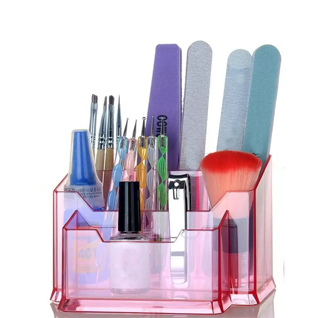 Acrylic Nail Tool Organizer Clear Makeup Storage Box Multifunctional Cosmetic Holder for Vanity Table