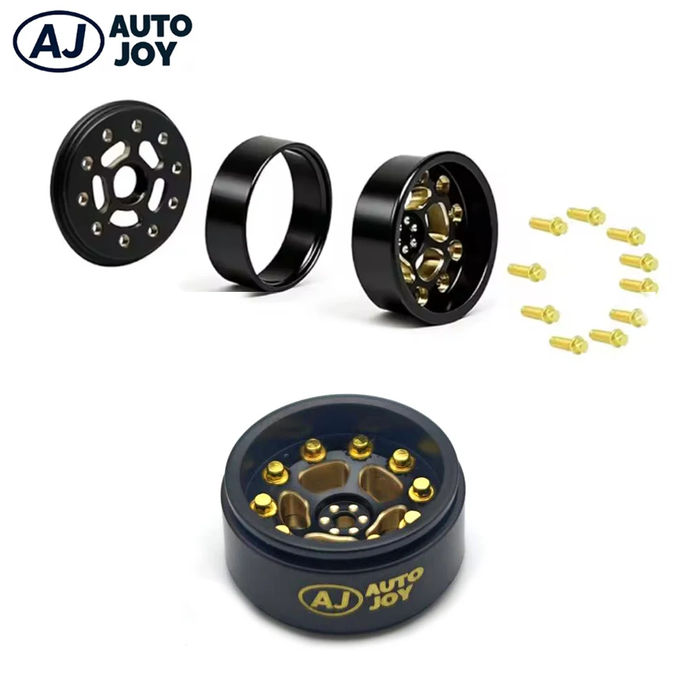  AUTO JOY 3.6mm Brass Offset Beadlock Wheel Rims 0.7'' 20mm Outer Diameter for AXIAL SCX30 Ford Bronco Jeep 4X4 Upgrade Parts