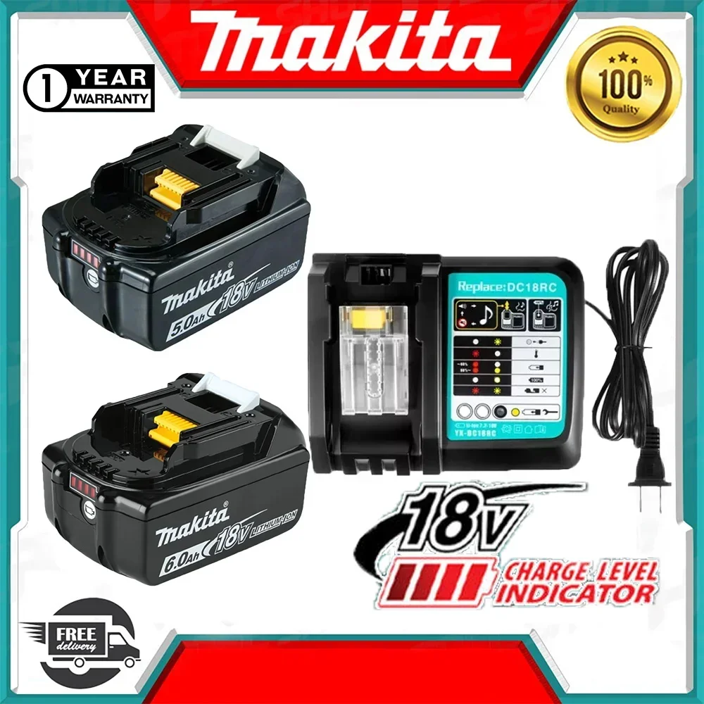 100% Original Makita 3/5/6/9Ah 18V Li-ion Battery Charger DC18RF BL1840 BL1830 BL1430 BL1440 DC18RC Charging Tool With USB Port