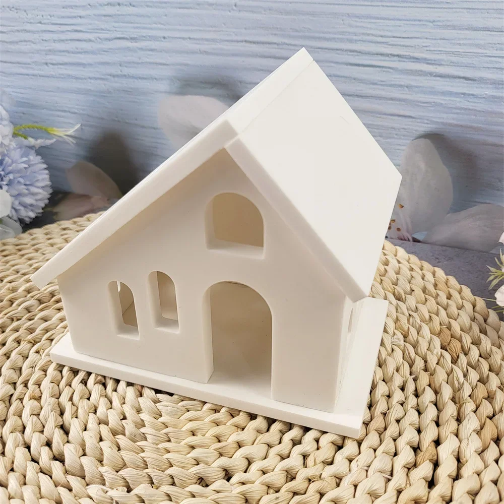 Tilted Roof House Gypsum Plaster Molds DIY Home Decoration Building Ornament Concrete Cement Mould Craft Art Aroma Making Mold