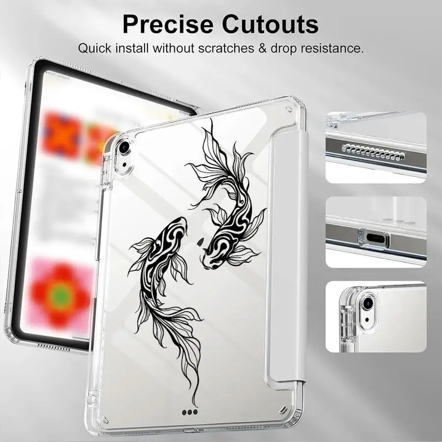 Retro Pisces Line Art Holder Cover Tablet Case For iPad Mini 6 7 Pro 2025 11th 10th 9th 8th 7th 12.9inch Air 4 5 M3 M2 M4 11inch