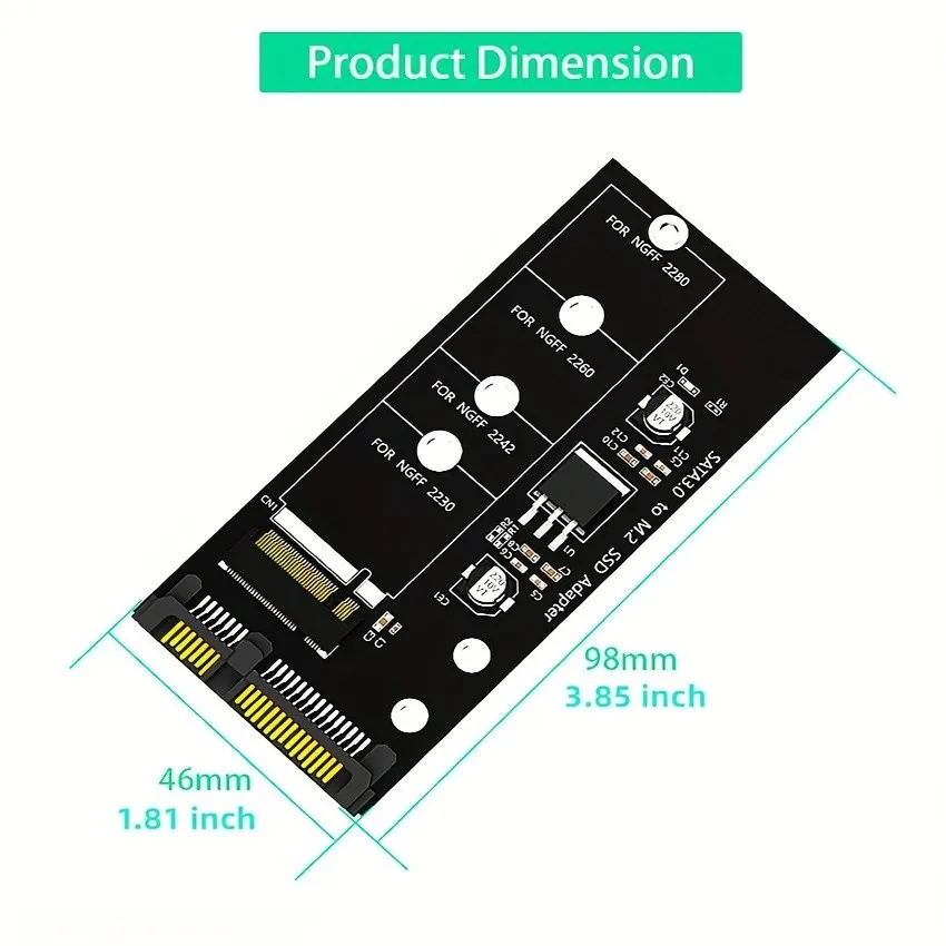 M.2 NGFF to SATA Adapter Card B Key SSD Converter NGFF M2 to 2.5 Inch SATA III Drivers