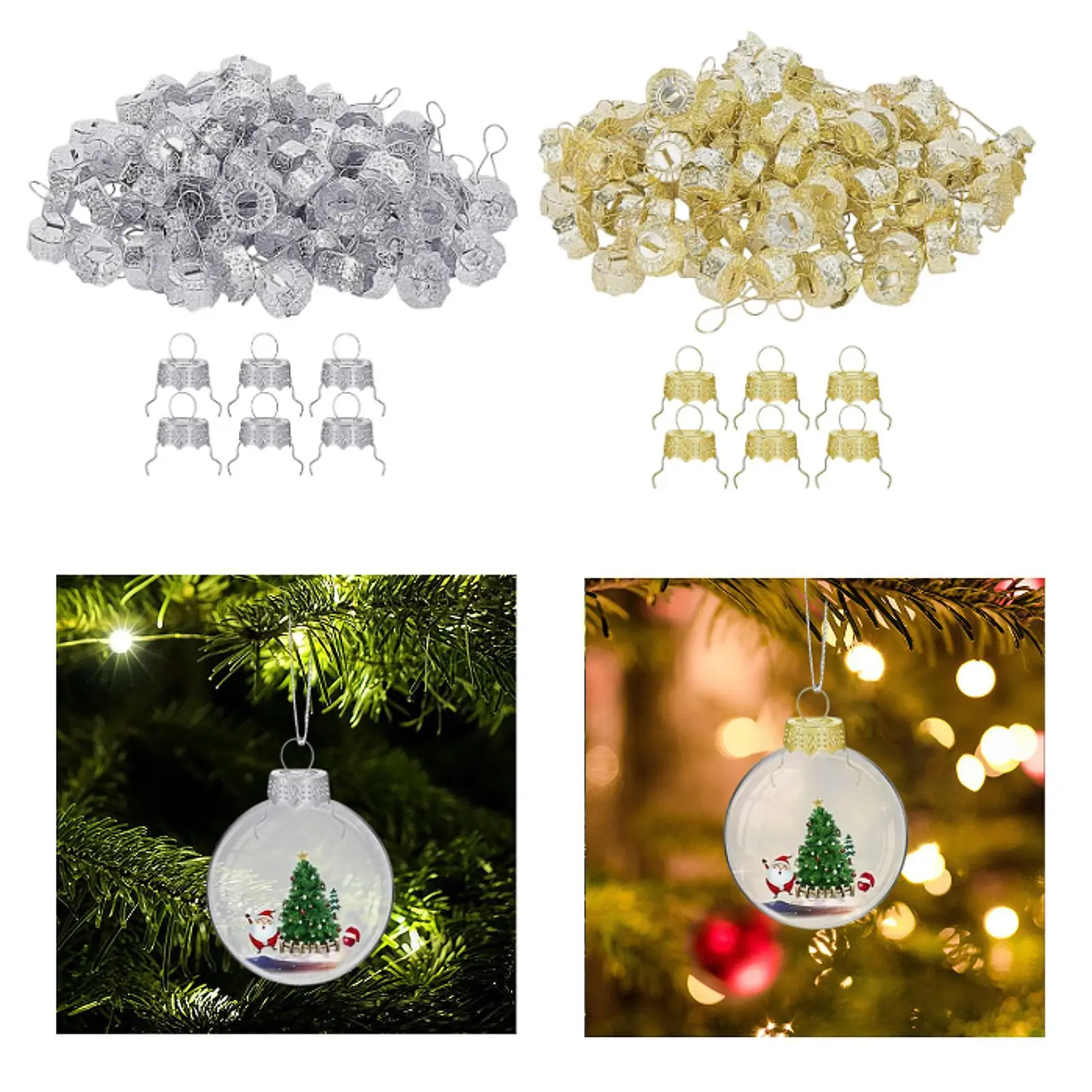 50 Pieces Christmas Ornament Tops Caps for Christmas Tree Christmas Balls