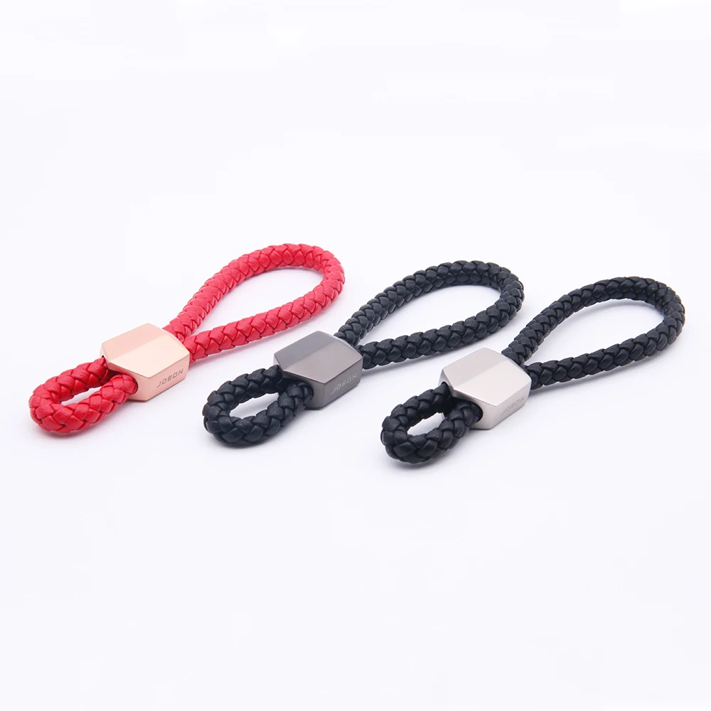 Jobon Car Keychain Genuine Leather Rope Woven Men Women Key Chain Handmade Best Gift Jewelry For Key Ring Holder Bag Pendant