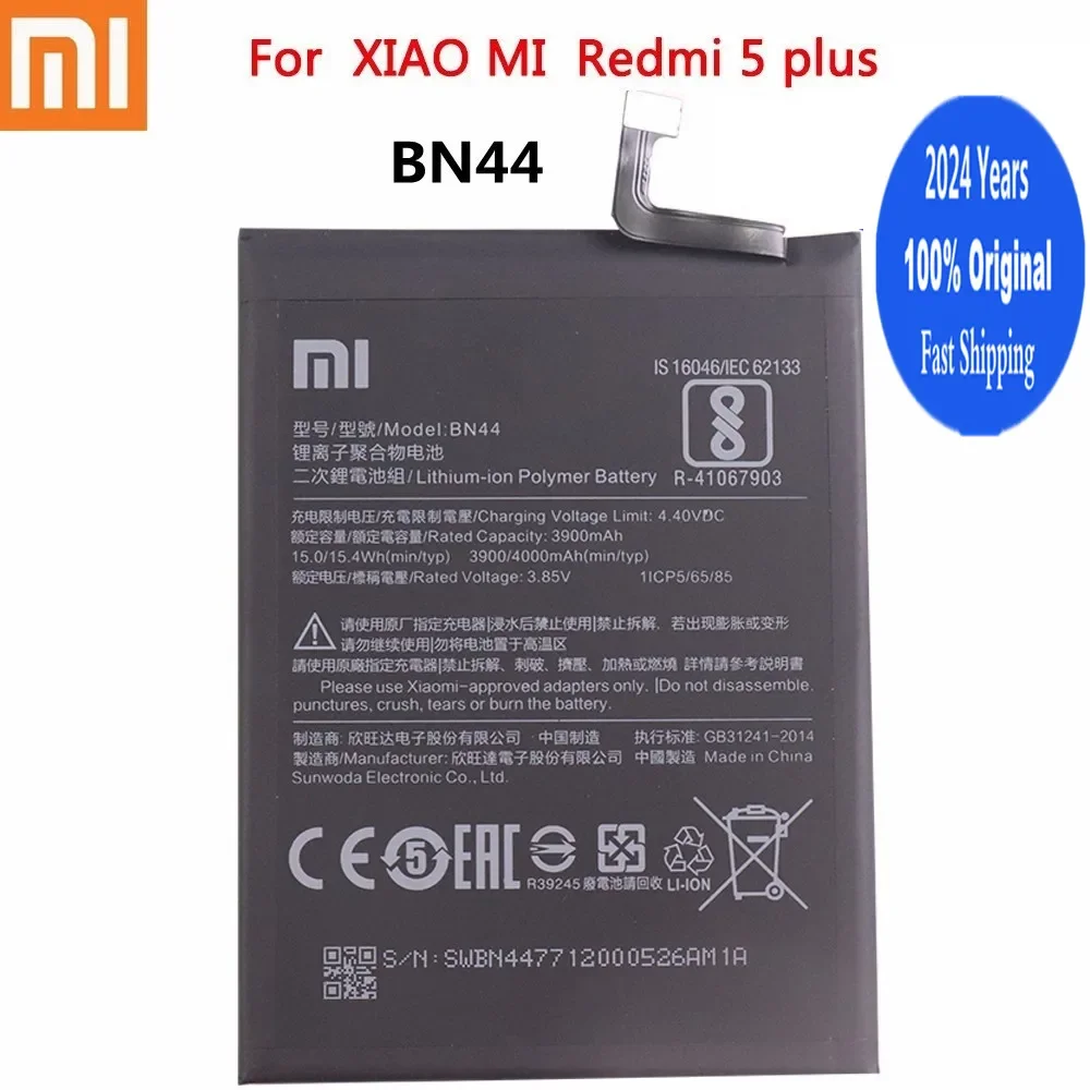 

2024 Years New Xiao mi Original Battery BN44 For Xiaomi Redmi 5 Plus 5Plus 4000mAh High Quality Phone Replacement Bateria +Tools