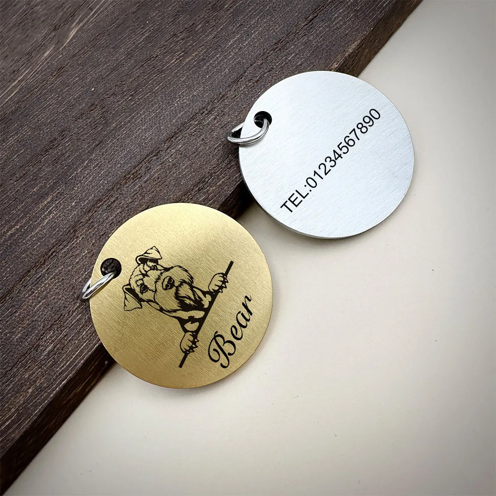 Matte Stainless Steel Personalized Pet ID Tags Engraving Puppy Anti-lost Collars Tag Dog Cat Name Pets Dog Accessories Supplies