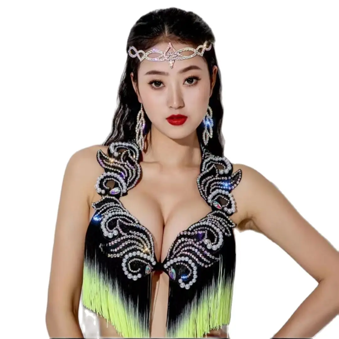 Belly Dance Set Diamond-Studded Tassel Bra Long Skirt Performance Clothes Suit Women Oriental Dancewear Competition Clothing