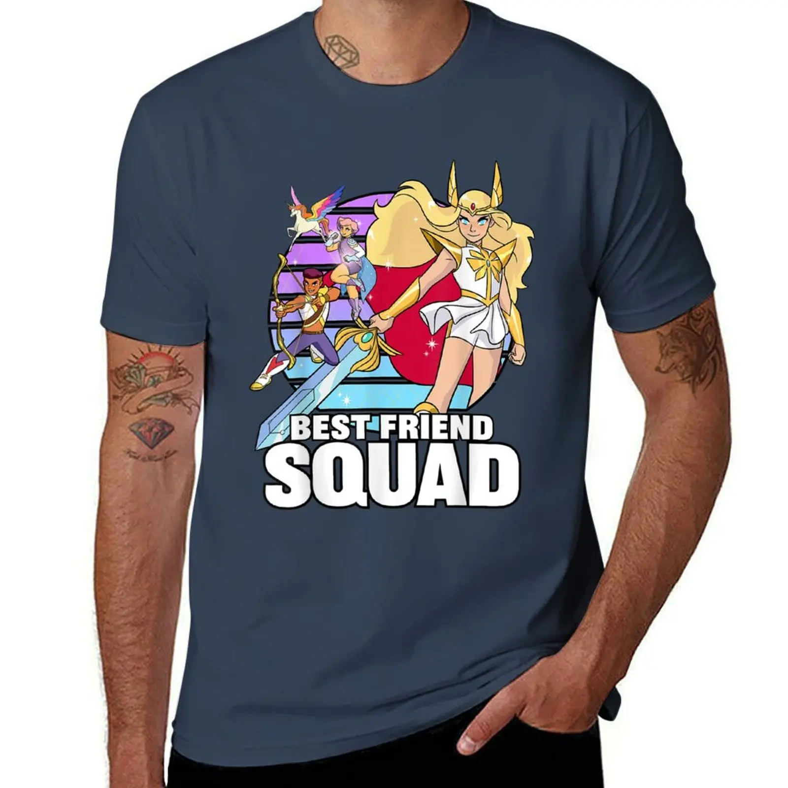 

She Ra And The Princess of Power Best Friend Squad T-Shirt Basic Solid Color Short Sleeve Cotton Top