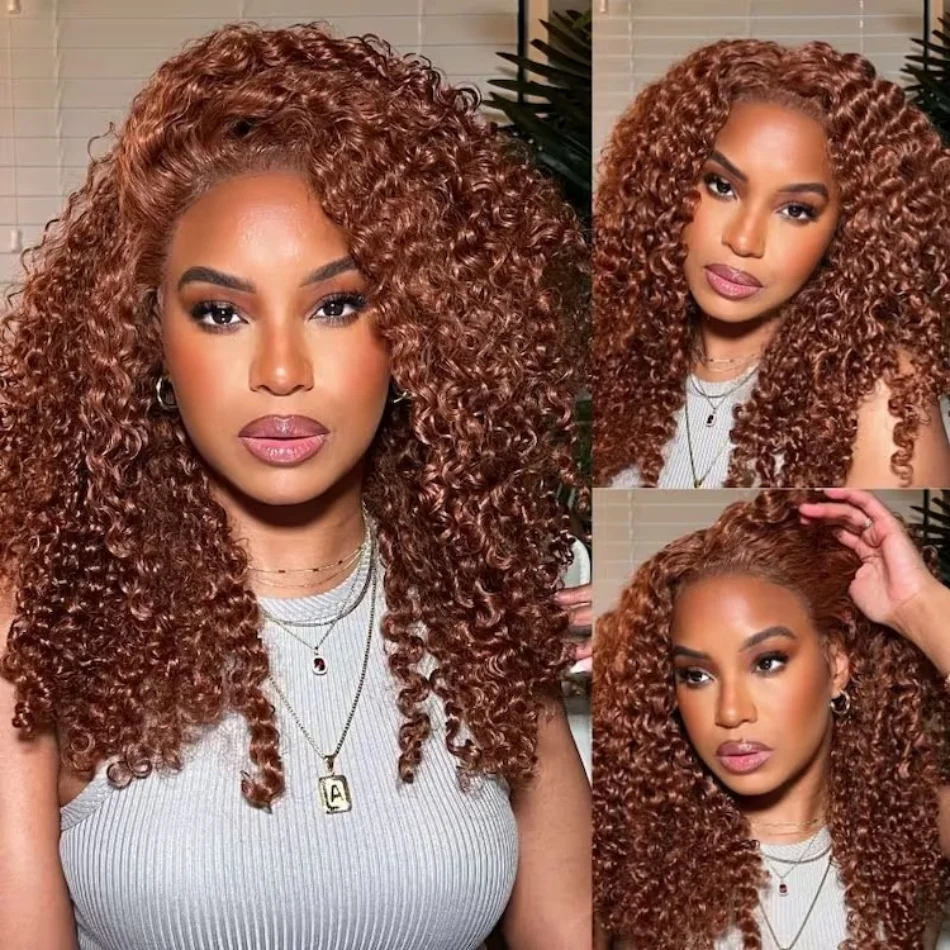 

UNice Hair Jerry Curly 13x4 Lace Frontal Wig 100% Human Hair Wigs for Women Pre Plucked Curly Pre Everything Wig Auburn Brown