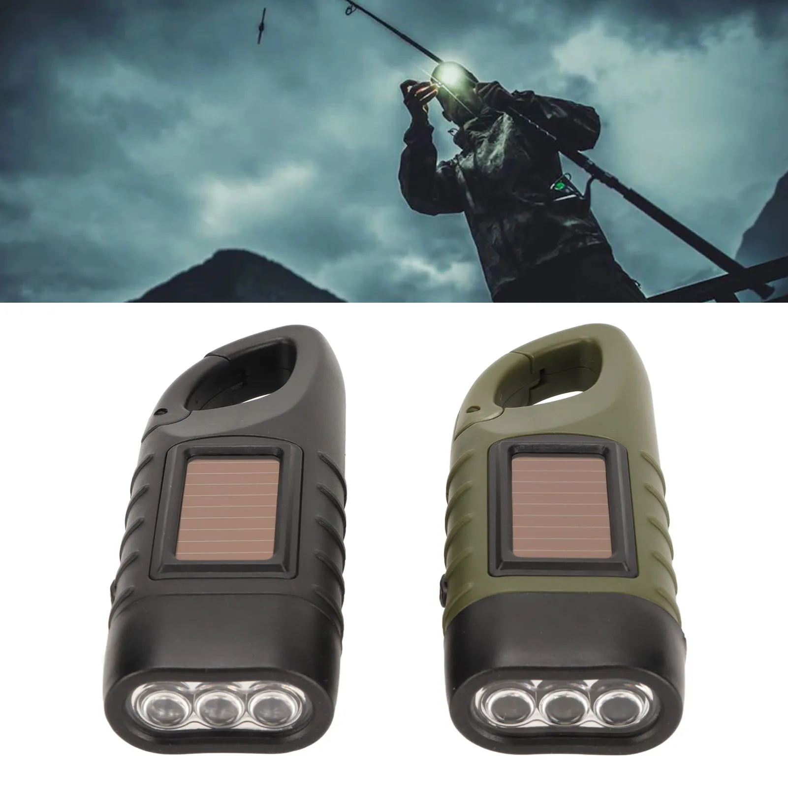 

Hand Crank Solar Powered Flashlight Ergonomic Design Rechargeable Survival Flashlight for Sports for Camping for Survival