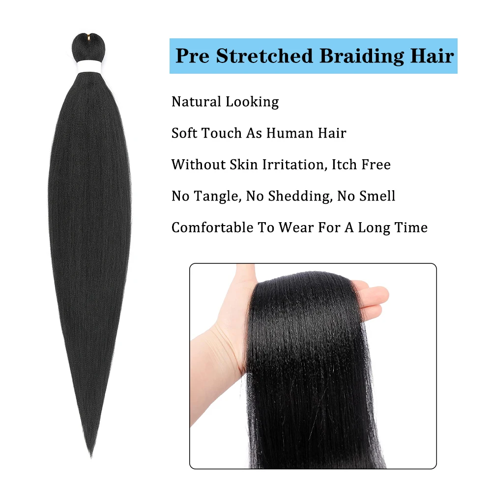 Pre-stretched Braids Synthetic Hair Professional Itch Free Hot Water Setting Fiber 30'' Ombre Yaki Texture Braid Hair Extensions