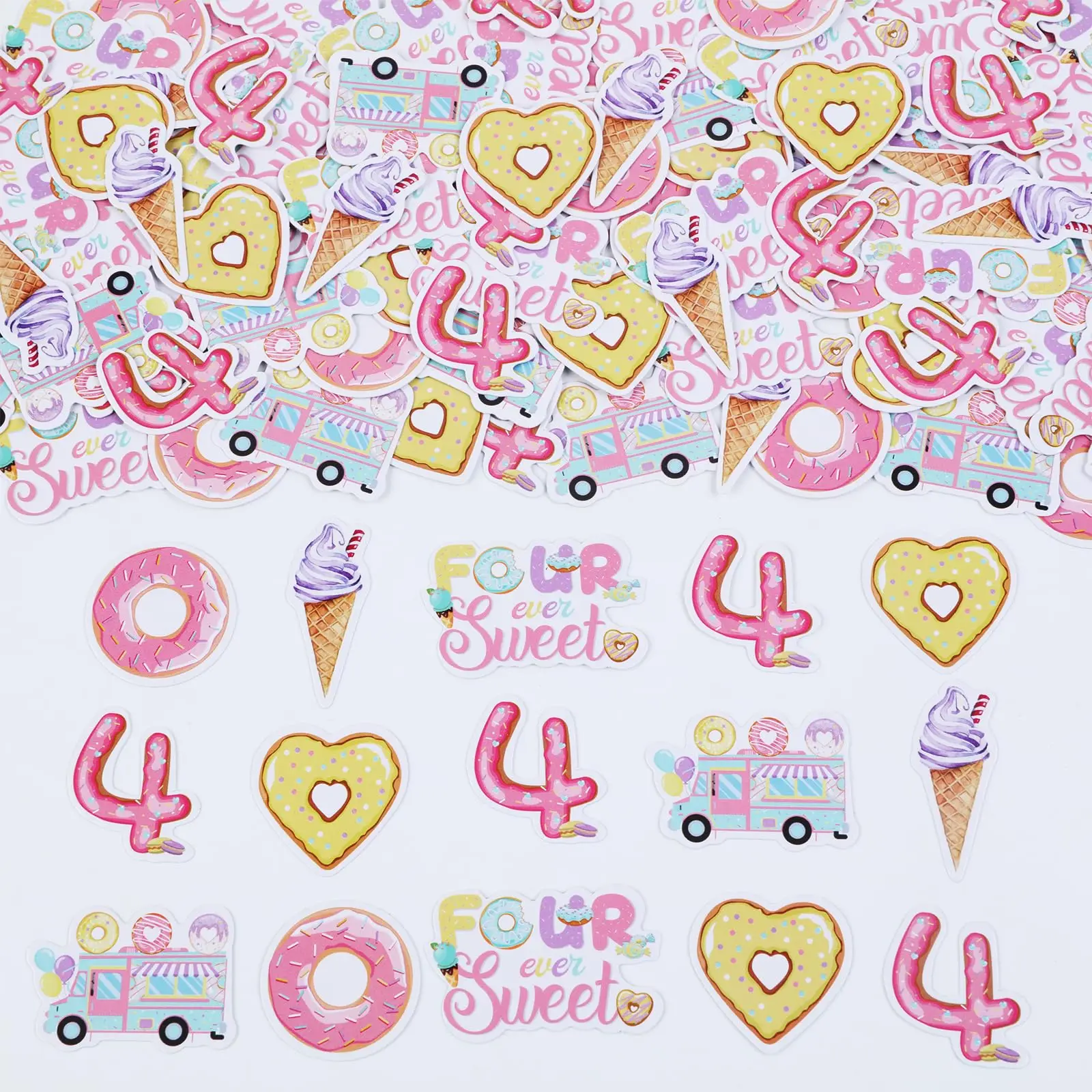

Kreatwow Four Ever Sweet Table Decor 200pcs Confetti for Tables Donut 4th Birthday Party Year Ice