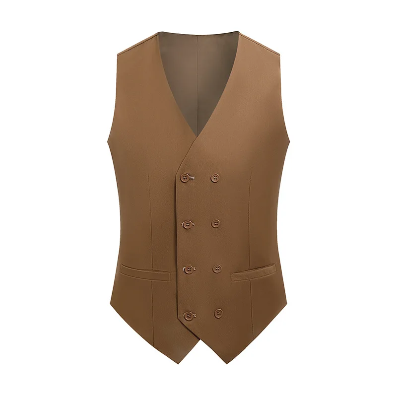 Double-breasted Red Sleeveless Vest Jacket for Men, Suitable for Weddings, Parties, and Office Wear. Asian Sizes M-6XL.