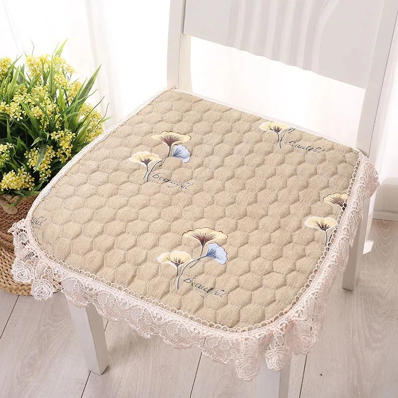 Pastoral Style Seat Cushion Horseshoe Shape Dining Chair Cushion Anti Slip Office Chair Mat Four Seasons Universal Stool Pad