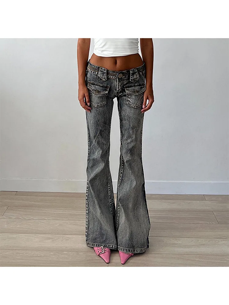 

Woman Dark Academia Jeans 90s Denim Gyaru Pants High Street Trousers All-match Sweatpants Korean Bell Casual Bottoms Basic