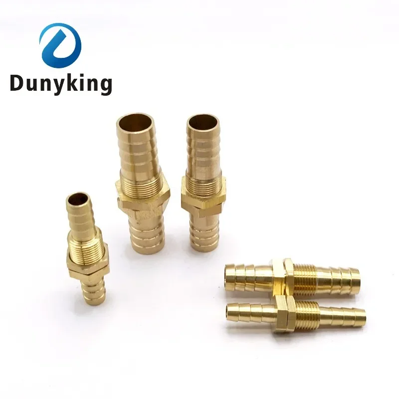 Pipe  6 8 10 12 14 16mm Hose Barb Bulkhead Brass Barbed Tube Pipe Fitting Coupler Connector Adapter For Fuel Gas Water Copper