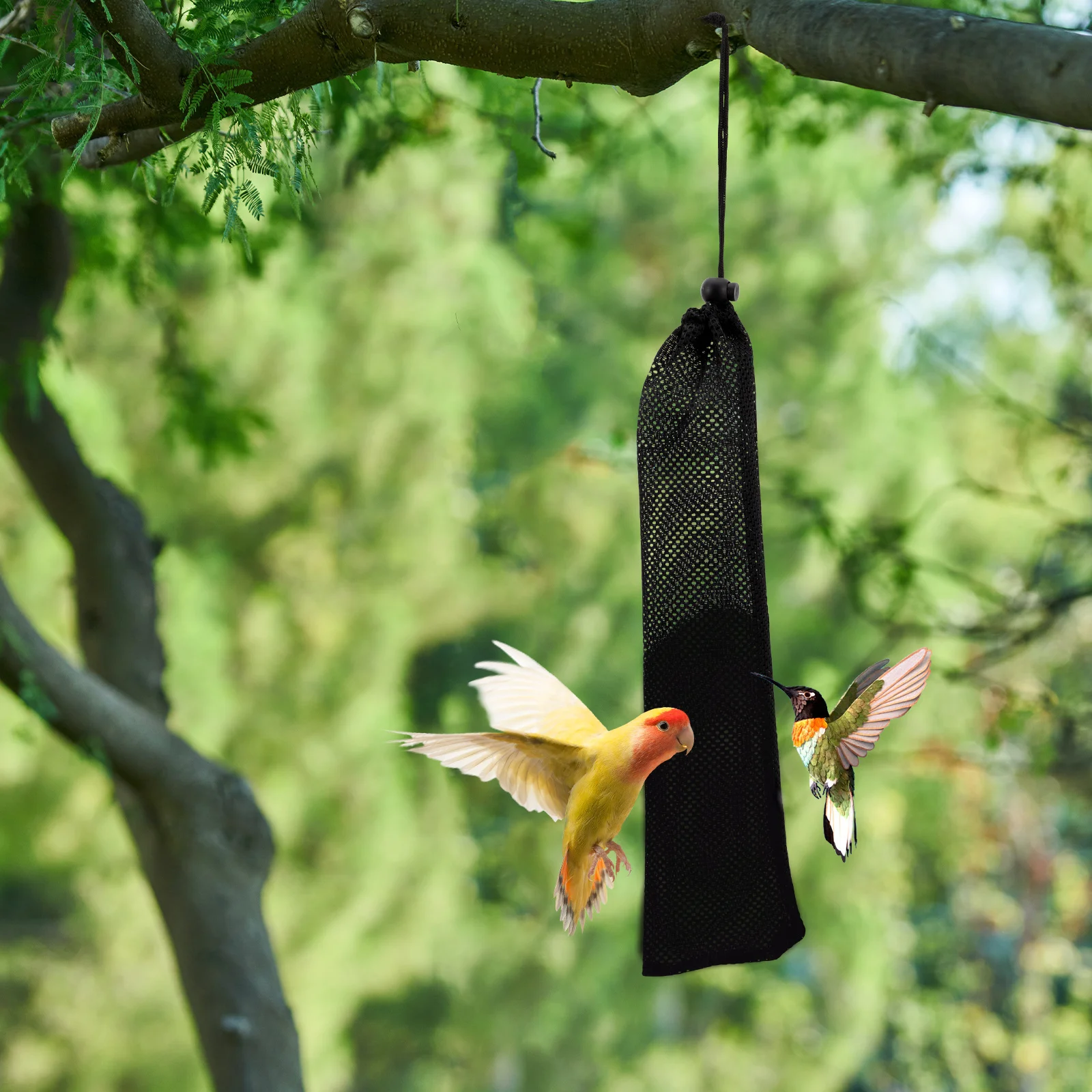 

5 pcs Bird Feeding Bags Nylon Mesh Drawstring Lightweight Durable Portable Hanging Tool for Bird Food Pouch Storage