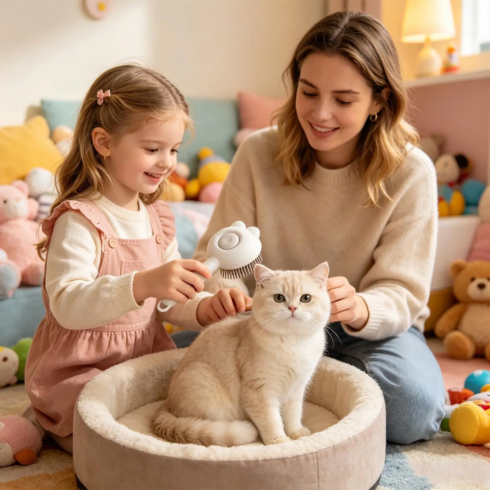 Pet Grooming Brush Self Cleaning Stainless Steel Teeth Massage Comb Cat Hair Comb Shedding Tool For Dog Bunny Kitten Puppy