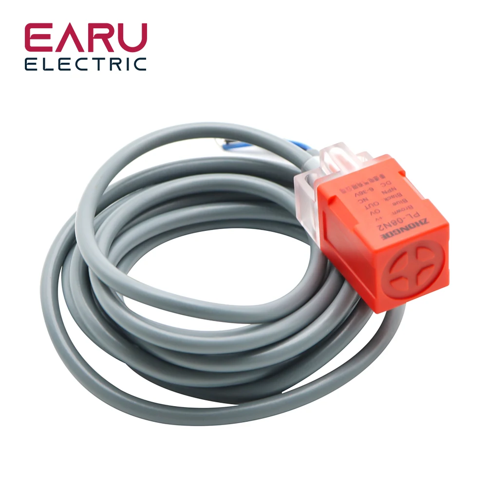 PL-08N2 Square Proximity Switch Inductive Sensor Metal Switch Three-wire NPN NC Closed DC 6V 36V