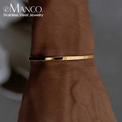 eManco Simple Unisex Paragraph Cuff Stainless Steel Platinum Bracelet for Men's Light Luxury High Quality Simple Accessories