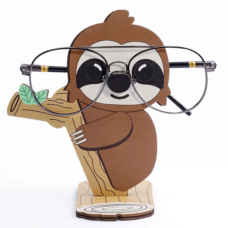 Cute Sloth Wood Carvings Sunglass Display Rack Cartoon Animal Glasses Holder Shelf Eyeglasses Show Stand Ewelry Wooden Holder