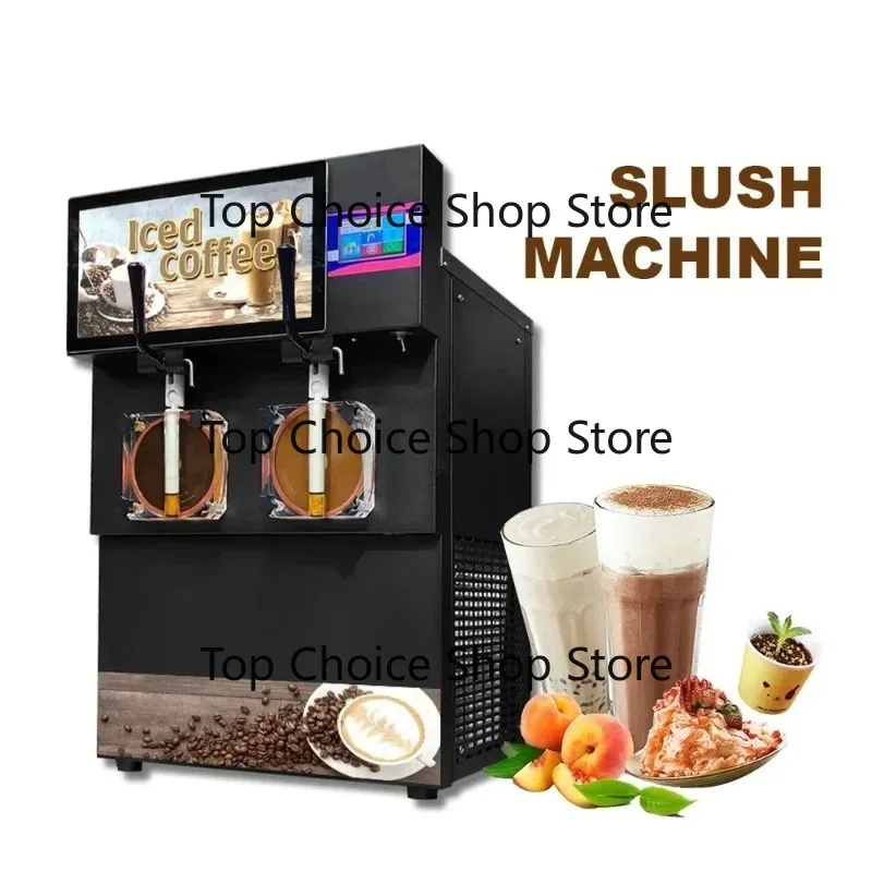 Electric 110V/60Hz Cocktails Margarita Granita Smoo-thies Cappucinos Slush Smoot-hie Machine With Led Light Box 2 Tank