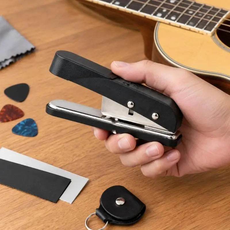Metal Guitar Pick Maker with Integrated Cutting Die, Long Press Handle, and Supporting Base for Turning Thin Plastic 24BD