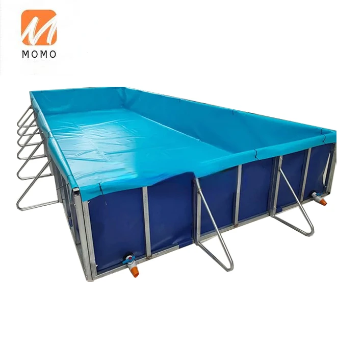 Plastic collapsible blue pvc tarpaulin fish farming tank, biofloc pvc water foldable fish pond tarpaulin tank