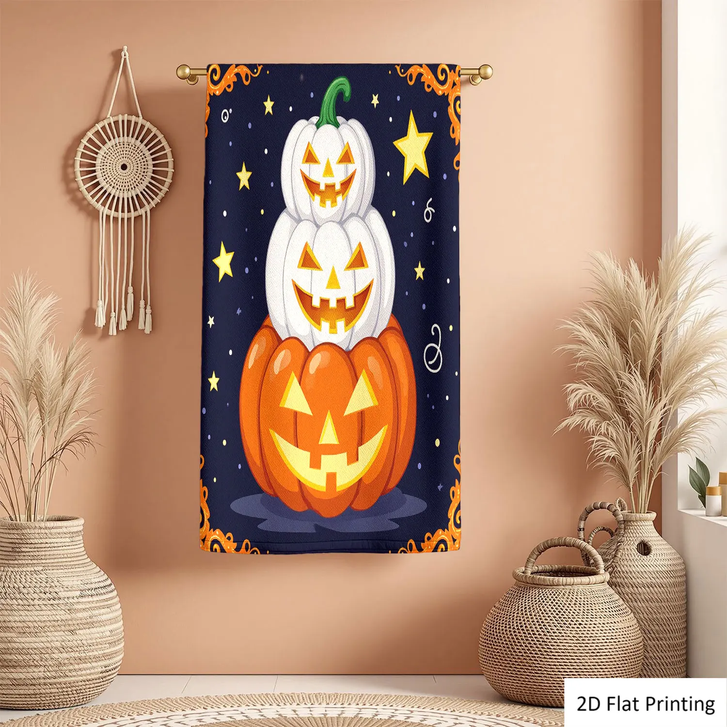

1Pc Halloween Pumpkins Stars Orange Dark Blue Bathroom Hand Towel Bath Towel, Multiple Size Microfiber Polyester Towel, Unique Home Decorative Kitchen Towels, Festival Bathroom Accessories Decor, Quick Dry and Absorbent