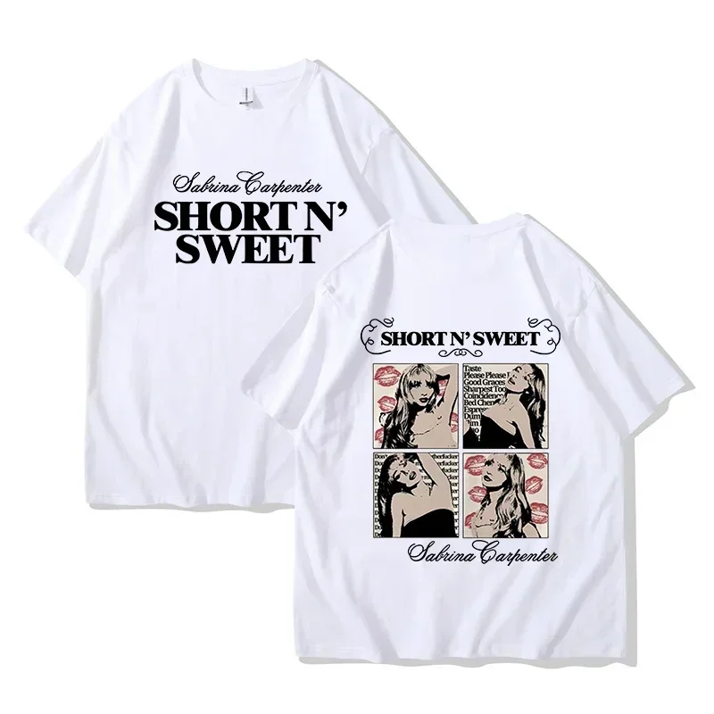 Sabrina Carpenter Short n' Sweet Album T Shirt Men/women Clothing Harajuku Vintage Unisex Cotton Graphic T Shirts Kawaii Clothes