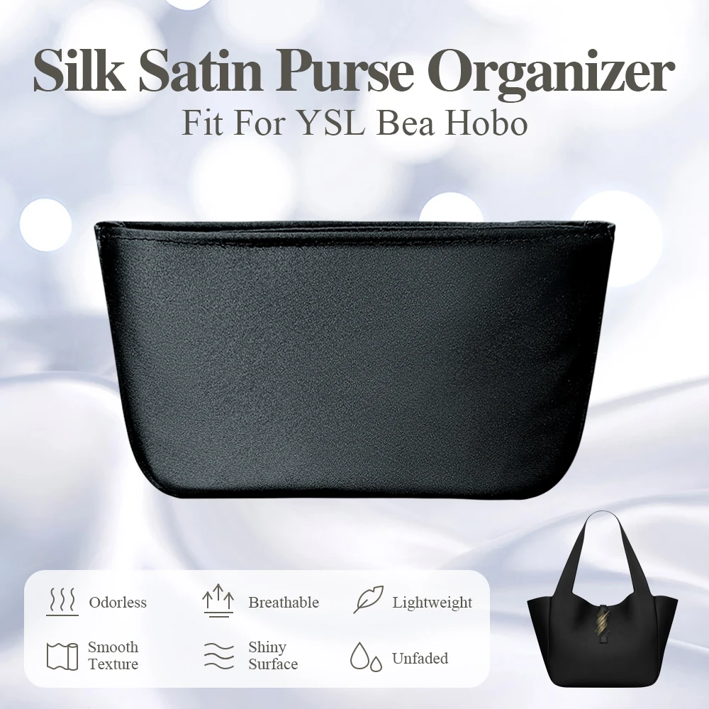 Silk Satin Purse Organizer Insert Fit for YSL Bea Hobo Bag Large Inside Purse Storage Bag In Bag Inner Liners Organizer Bag