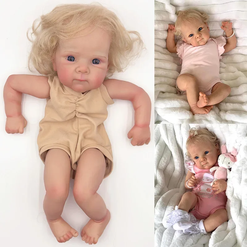 

18inch bettie Lifelike Awake Baby with curly hair Reborn Doll Kit Already Painted Unfinished Doll Parts DIY Baby toys