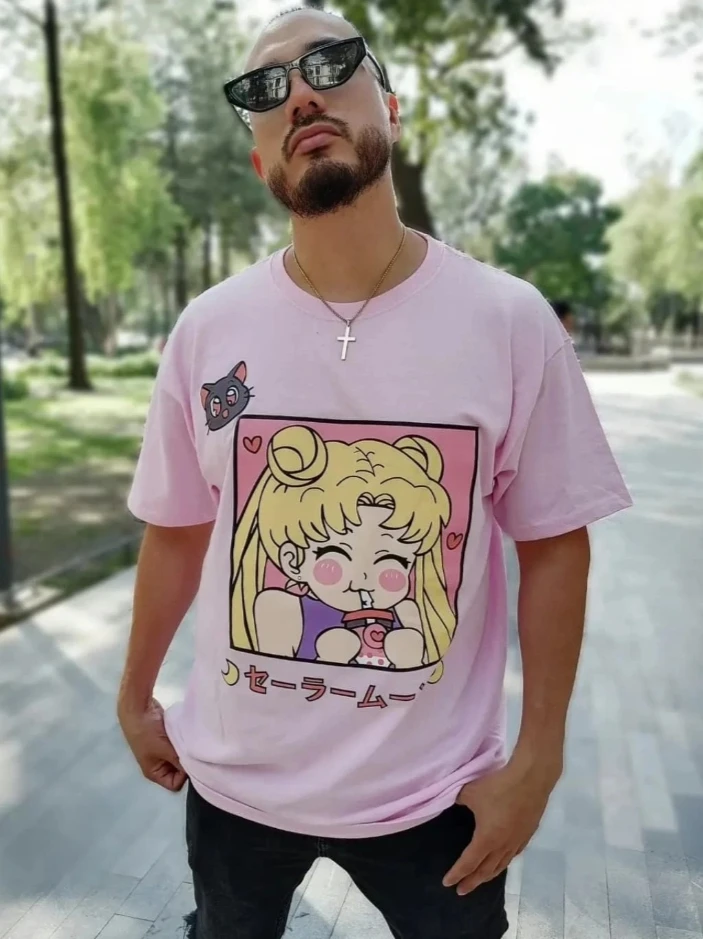 Anime Sailor Moon Grafik-T-Shirts Übergroße Herrenbekleidung Sommer Trendige Lockere Damen Kurzarm-T-Shirts Y2k Kleidung Unisex